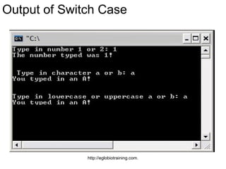 Output of Switch Case




              http://eglobiotraining.com.
 