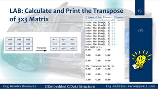 LAB: Calculate and Print the Transpose
of 3x3 Matrix
19
 