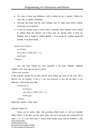 C programming structures & union | DOCX