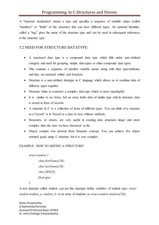 C programming structures & union | PDF