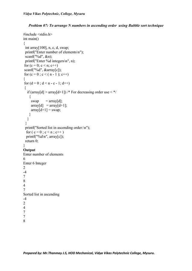 C programming Lab Manual 15 me47p | PDF