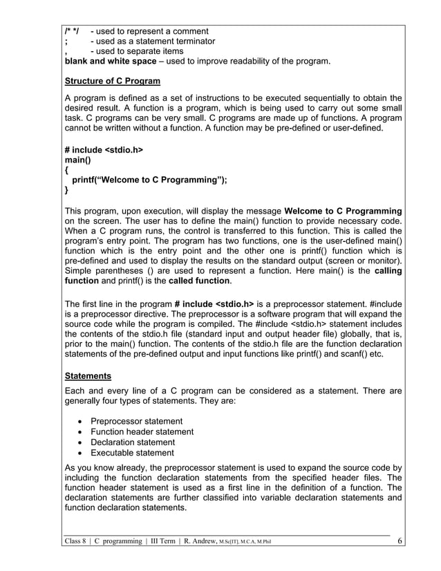 C programming | Class 8 | III Term | PDF | Programming Languages ...