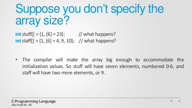 c programming data structure arrays pointers c array size