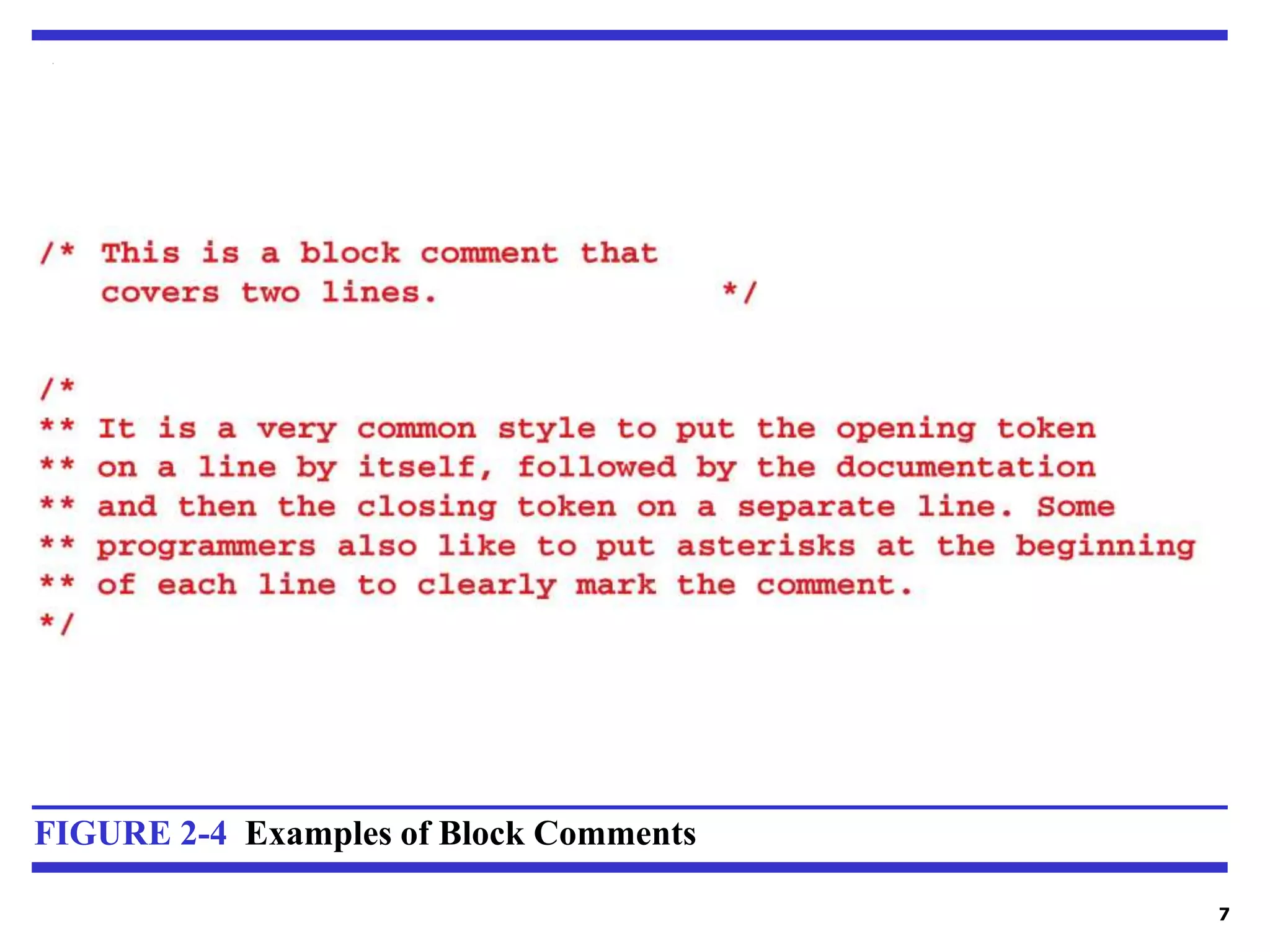 7 FIGURE 2-4 Examples of Block Comments 