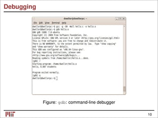 Debugging
Figure: gdb: command-line debugger
10
 