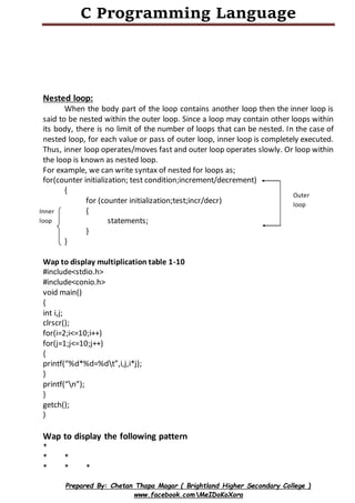 C programming language Reference Note | PDF