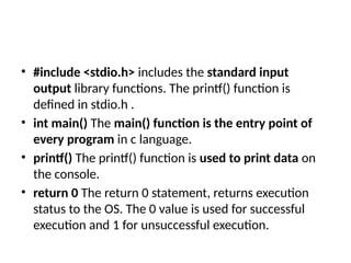 INTRODUCTION TO : C Programming Language | PPTX
