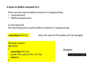 INTRODUCTION TO : C Programming Language | PPTX