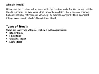 INTRODUCTION TO : C Programming Language | PPTX