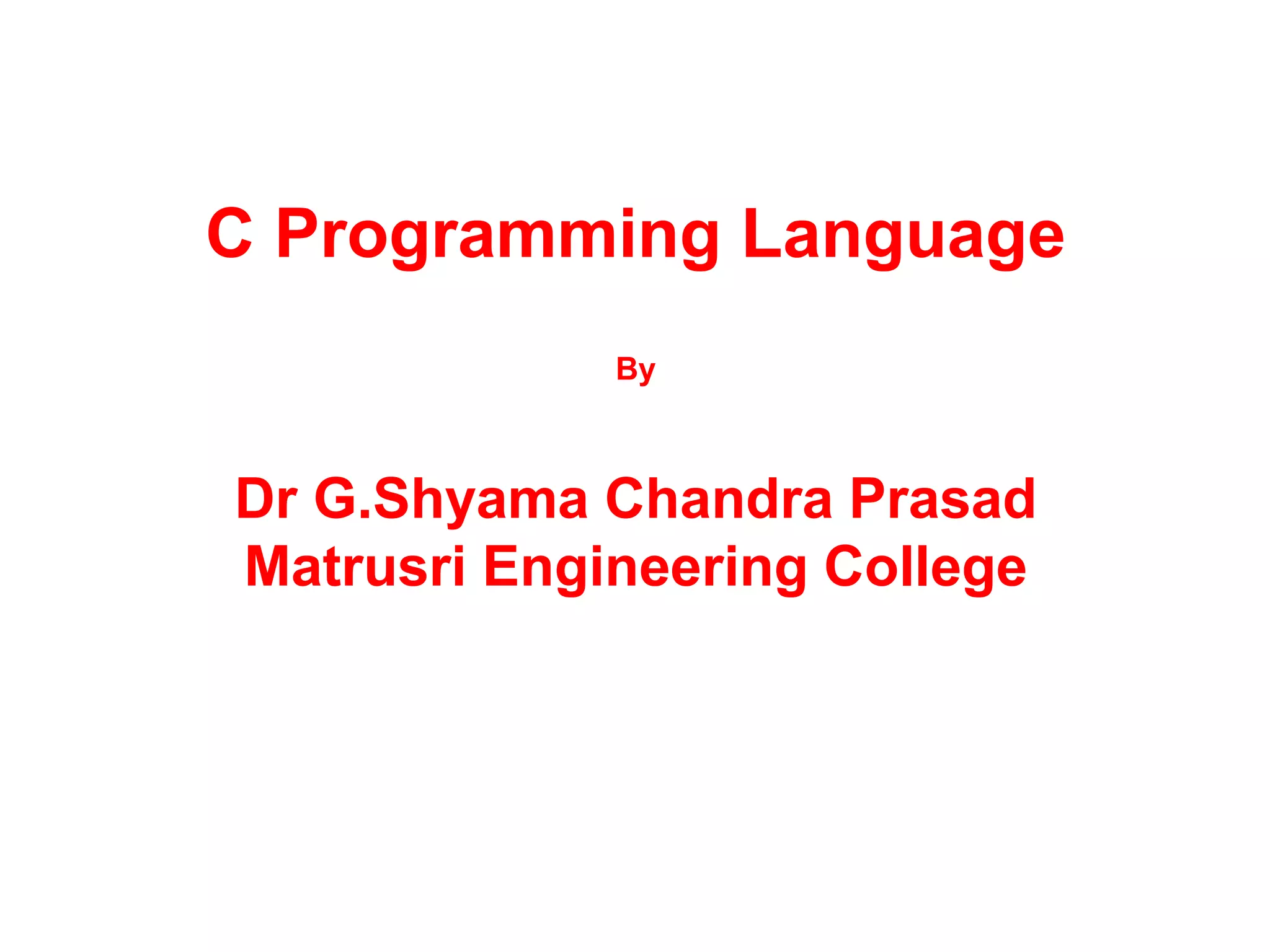 Introduction To C | PPT