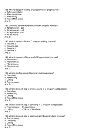 C Language MCQ Programming Theory Questions | PDF