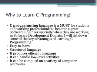 C programming language tutorial | PPT