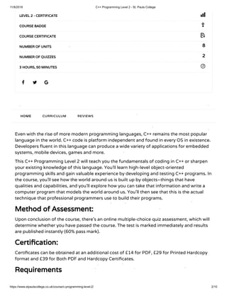 C++ Programming Level 2 - St. Pauls College | PDF