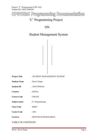 C programming project by navin thapa | DOC