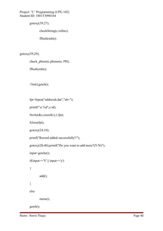 C programming project by navin thapa | DOC