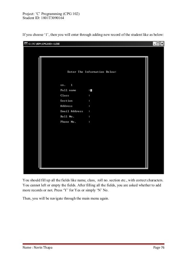 C programming project by navin thapa