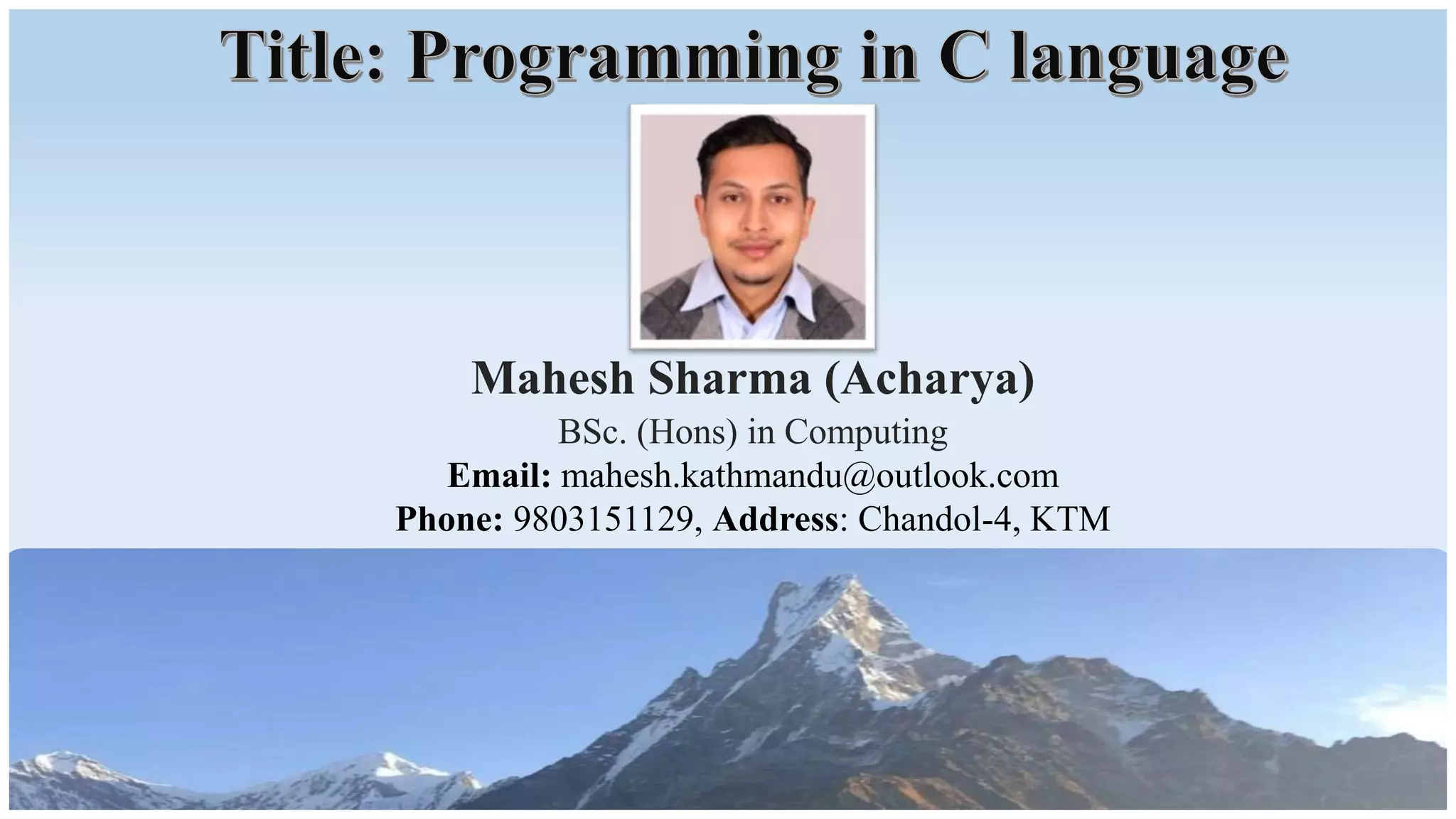 Presentation on C programming language | PPT