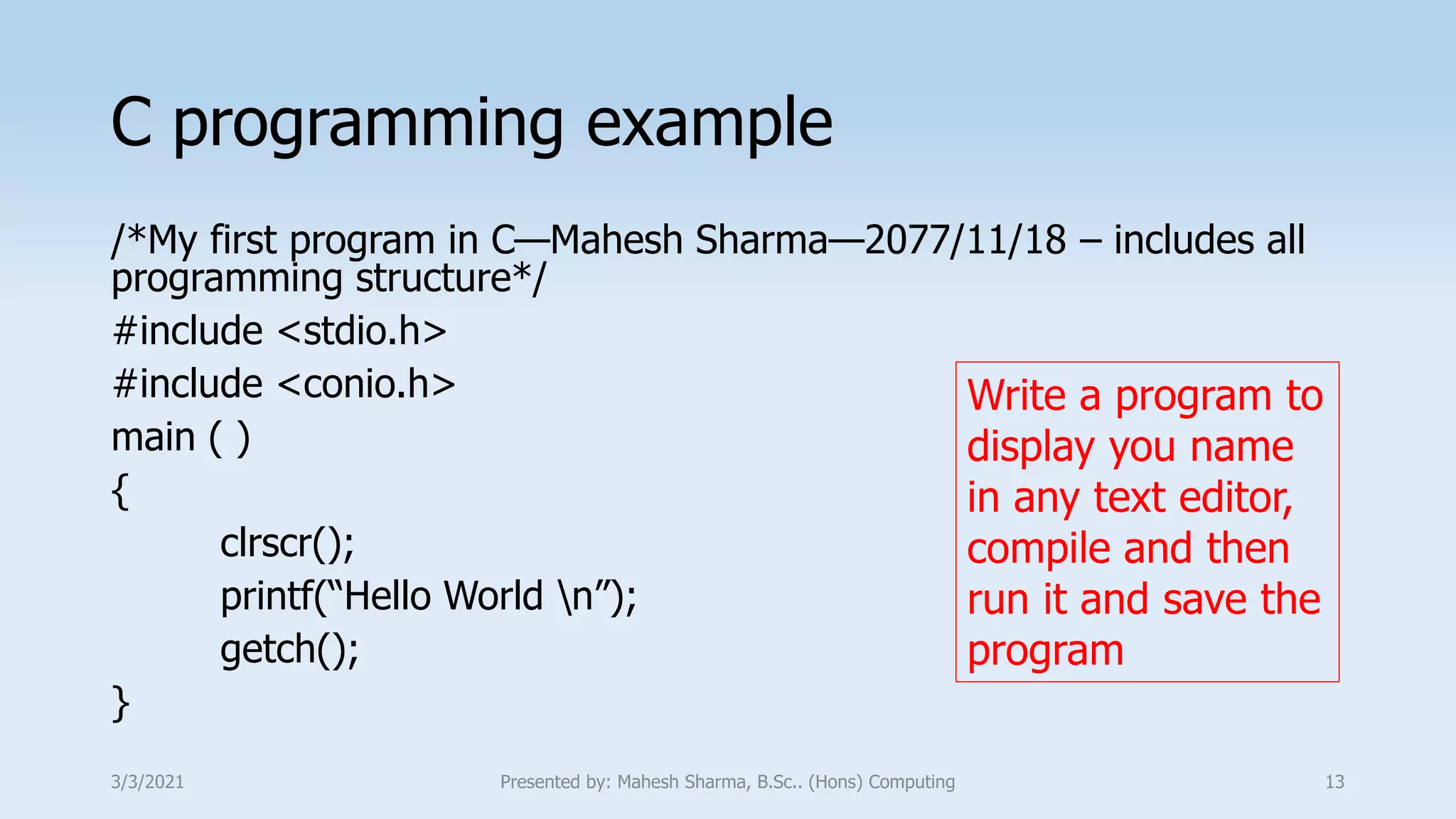 Presentation on C programming language | PPT