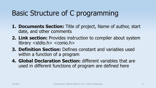 Presentation on C programming language | PPTX | Programming Languages ...