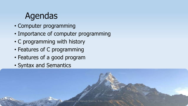 Presentation on C programming language | PPT