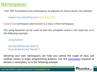 C# program structure | PPT