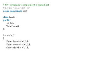 C++ program to implement a linked list.pdf | Programming Languages ...