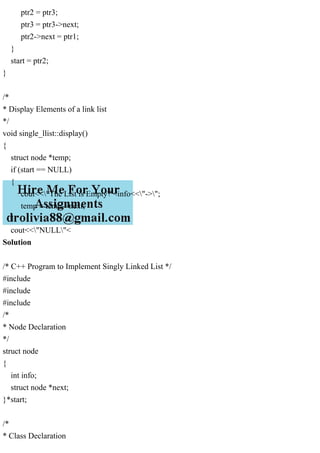 C++ Program to Implement Singly Linked List #includeiostream.pdf