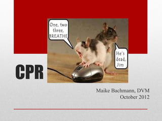CPR
      Maike Bachmann, DVM
               October 2012
 