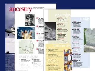 Fate doesn’t play fair. For one family                     The 1840s hoax that
                                                                 historian, that’s the driving force behind                 popularized the Ouija board.
                                                                 celebrating the life of a relative who

                             18                                  died long before his game was up.
                                                                                                                                                             Tombstones aren’t the
                                                                                                                                                             only things awaiting
                                                                                                                            A look at death, 1750s
                                                                                                                            style.                           visitors to the cemetery.

           26                                                    Maybe it’s a message from the afterlife or just
                                                                 our over-active imaginations, but does it ever
                                                                                                                                                             How one tombstone
                                                                                                                                                                                              36
                                                                 seem like an ancestor wants to be found?                   There is a good reason to talk
                                                                                                                            to your aunt.                    can send you in five
                                                                                                                                                             different directions.



                                                                 Is it nature, nurture, or kismet? The truth
                                                                                                                            A look at the history of
                                                                 behind why we act like our ancestors—                      death and disease.
                                                                 even the ones we don’t know.                                                                Sorting through death
                                                                                   25                                                                        records can be enlightening.

             56                                                                                                             Young, successful, strong,
                                                                                                                            and healthy—so why did no
                                                                                                                            one question his death?
                                                                 Any number of reasons may have caused our
                                                                 ancestors to shuck their heritage generations                                               Searching backwards can
                                                                 back. How people of all backgrounds are striving                                            help you discover just who
                                                                                                                                                             is family in a historic photo.
                                                                 to reclaim an ethnicity that’s rightfully theirs.


                                                                                                                                                             Cin cin! When Spedini
                                                                                                                                                             is served, it’s always
                                                                 Ahh, the power of technology. one man found out where we all connect.
                                                                                         How Why a
                                                                                                                                                             a celebration.
                                                                 forgotten DNA test became an opportunity
                                                                 to mend a branch severed decades before.
                                                                                            Interactive maps, working-class
                                                                                            neighborhoods, and a warning regarding the                       Not enough hands?
                                                                                            promises of genetic testing.                                     Then try these research
                                                                                                                                                             tools—on your wrist.


                  Mirror, mirror, on the wall,   How did a distant                     Exactly who is buried in
                  I’m my mother after all.       relative influence you?               the headless horseman’s might not be
                                                                                              Posting a family tree
                                                                                       tomb? Plus, how 200 yearsyour identity
                                                                                              a threat, but keeping
                                                                                                                                                             When the family photo isn’t
                                                                                       later, private is still a smart move.
                                                                                              Nathanial Webster
                                                                                                                                                             yours, finding its rightful
                                                 Dust off that little black            continues to shape Autumn.                                            owner can be a tricky and
                  Searching for Gramp’s          book—from living heritage                                                                                   tangled prospect.
                  prison record, and the         to the Day of the Dead,
                  impact of one good Apple.      there’s plenty to do this fall.             PowerPoint time
                                                                                       Now’s the perfectisn’t just for business
                                                                                       to plant spring anymore—find out how to
                                                                                             meetings bulbs and
                                                                                       the seeds it to create a whole new generation
                                                                                             use of research.
                                                                                             of slide shows.
ANCESTRY   SEPTEMBER/OCTOBER 2006
 