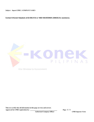 CPRS for imports | DOC