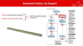 Advanced Cardiac Life Support
Asystole extremely poor prognosis
Pulseless Electrical Activity (PEA)
 Identify reversible causes
 5Hs & 5Ts
 