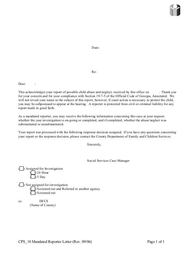 Cps 18 cps 18 sample mandated reporter letter