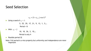 Pseudo Random Numbers generator and their applications | PDF