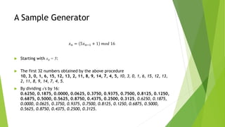 Pseudo Random Numbers generator and their applications | PDF