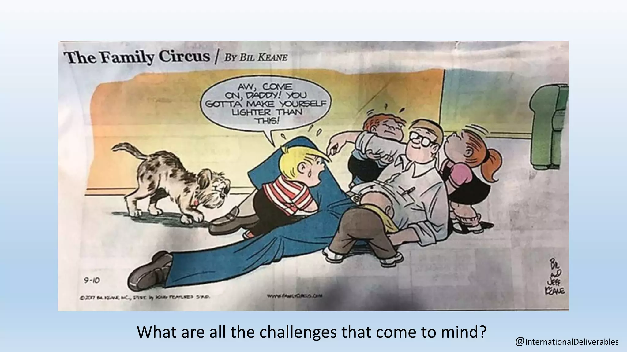 What are all the challenges that come to mind? @InternationalDeliverables
 