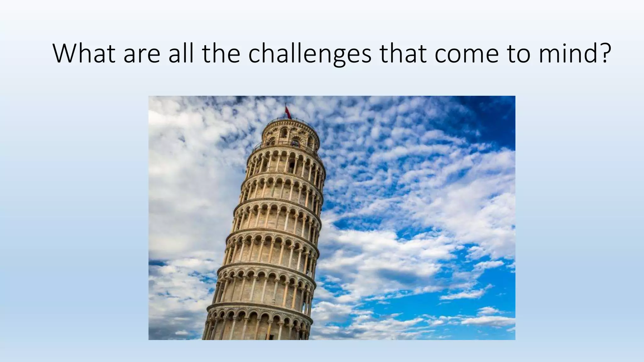 What are all the challenges that come to mind?
 