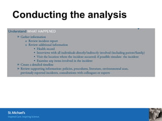 Conducting the analysis
 