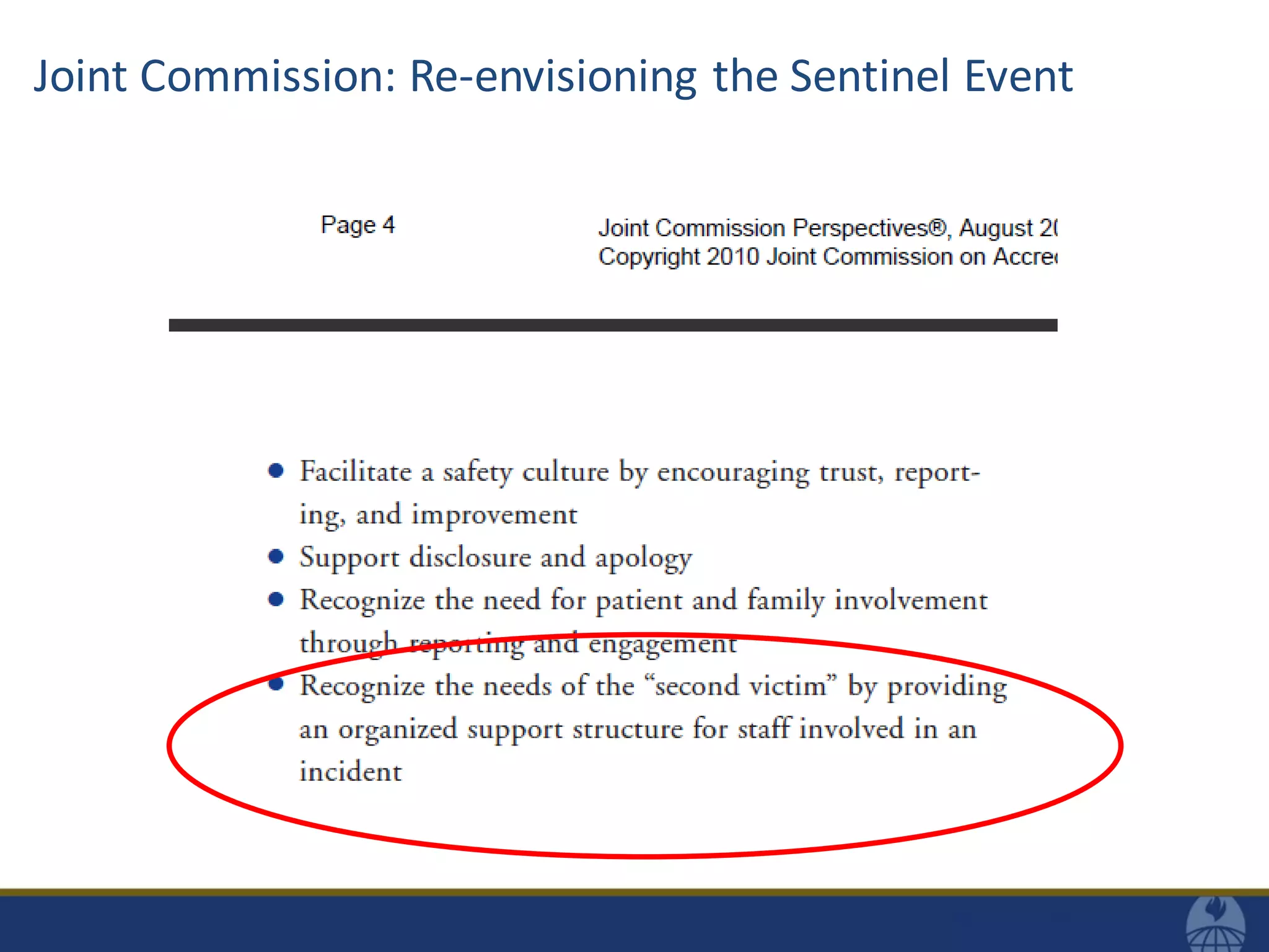 Joint Commission: Re-envisioning the Sentinel Event
 