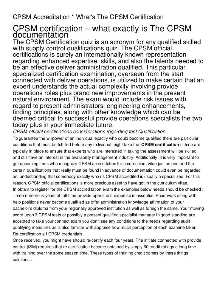 CPSM Accreditation What #39 s The CPSM Certification (1) CPSM Accreditation What #39 s The CPSM Certification (1)