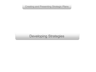 Developing Strategies
Creating and Presenting Strategic Plans
 