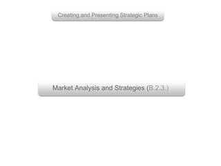 Market Analysis and Strategies (B.2.3.)
Creating and Presenting Strategic Plans
 