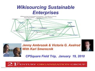 Wikisourcing Sustainable Enterprises Network Graph: Vincent Associates   CPSquare Field Trip,  January  19, 2010 Jenny Ambrozek & Victoria G. Axelrod With Karl Smerecnik 