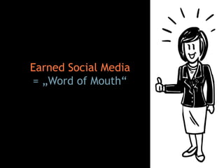 Earned Social Media
= „Word of Mouth“
 