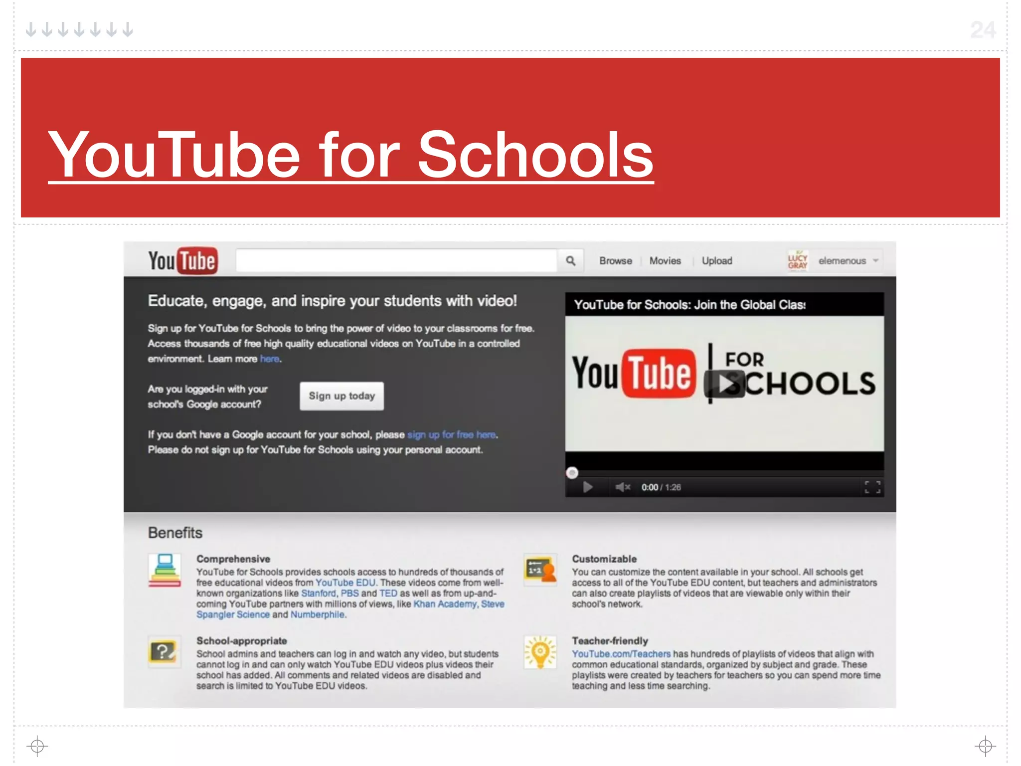 YouTube for Schools
24
 
