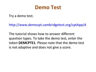 Demo Testing Cambridge Placement Test | PPT