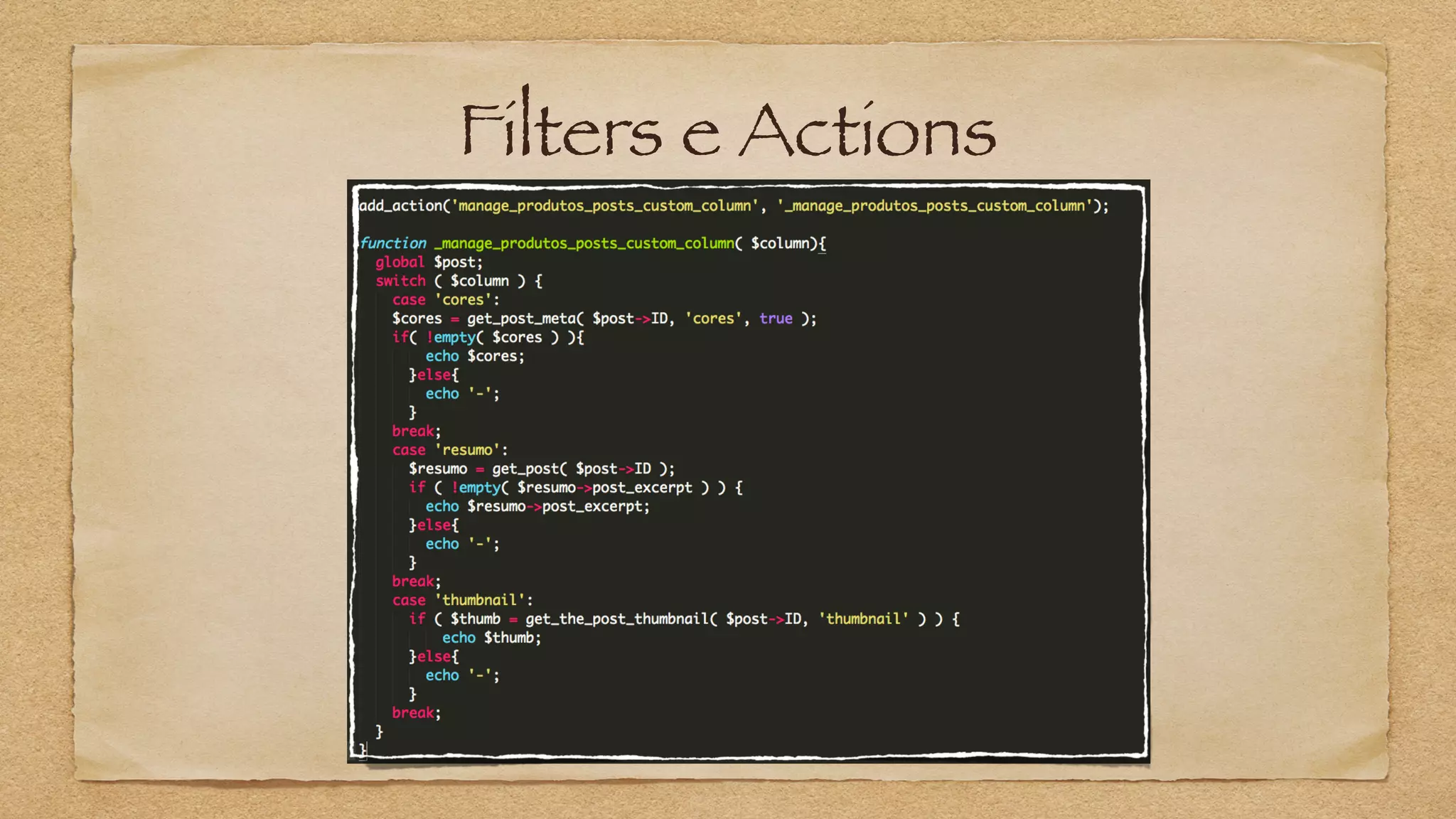 Filters e Actions