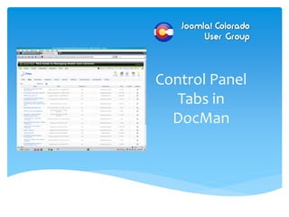 Control Panel
Tabs in
DocMan
 
