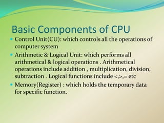 Cpu | PPTX | Operating Systems | Computer Software and Applications