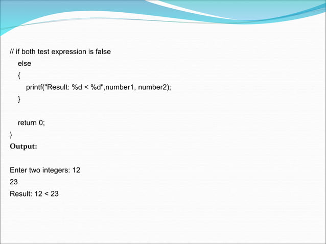 Nesting of if else statement & Else If Ladder | PPT