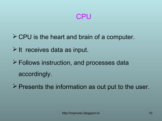 Cpu and its functions